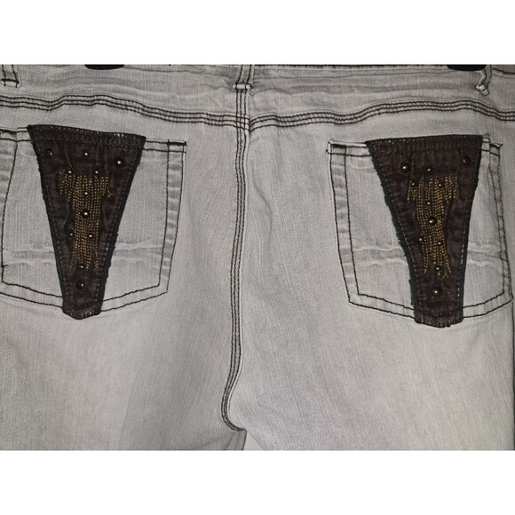 Apollo Jeans Women’s 13/14 Greige Studded Bootcut Jeans Bronze Embellished Pocke - Picture 5 of 12